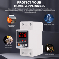 Protecteur de Tension Réglable 40A 63A 220V Rail DIN, Protection Contre les Surtensions et Sous-Tensions, Récupération Automatique et Reconnexion