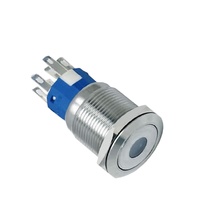 12mm IP67錆びないミニ電気機械防爆ラッチ照明付きラッチングプッシュボタンスイッチ、LEDドットライト