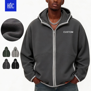 Sweat à capuche zippé pour homme en polaire polaire contrastée, épais et chaud, décontracté, nouvelle collection hiver 2025 - Product Image 1