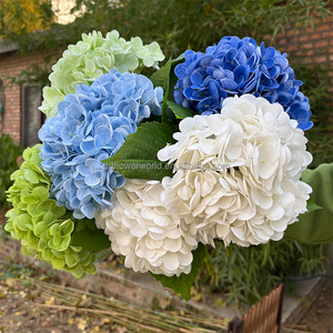 Hydrangées artificielles bleues en gros pour mariage, fleurs artificielles à toucher réel, grande tête, fausses fleurs - Product Image 2