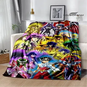 Couverture en flanelle imprimée motif <span class=keywords><strong>zodiaque</strong></span> des chevaliers, couverture chaude et douce, doublure de lit, cadeau d'anniversaire, dérivés d'anime - Product Image 5