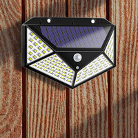 Lampe solaire à 100 LED avec détecteur de mouvement PIR, lampe solaire extérieure, lampe murale solaire, éclairage solaire pour jardin
