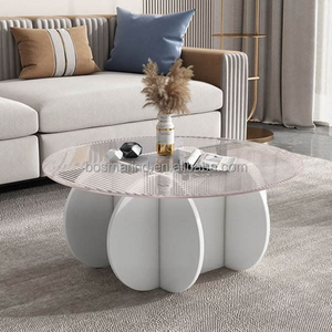 Mesa de Centro Moderna para Sala de Estar, de Vidrio, Color Roble, Forma Triangular, Fácil de Armar, Mesa de Café - Product Image 5