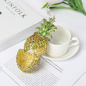 SHINNYGIFTS, figurita de <span class=keywords><strong>piña</strong></span> pintada a mano, caja de baratija de joyería esmaltada de cristal completo, adornos decorativos para decoración del hogar - Product Image 6