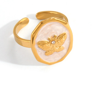 แหวนแฟชั่นลายผีเสื้อประดับไข่มุกแบบปรับได้เครื่องประดับสำหรับงานเลี้ยงของผู้หญิง - Product Image 5