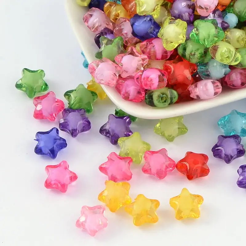 PandaHall Star Inside Round Bead Mixed Color Transparent Acrylic Beads