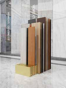 Freistehender Beweglicher Holzfliesen- und Holzmaserung-Ziegelmuster-Präsentationsständer mit 4 Regalen - Product Image 3