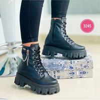 Vente en gros de bottes pour femmes en cuir verni noir tendance hiver, imperméables, de luxe, à plateforme et à talon épais, collection femme 2023