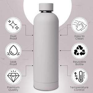 Botella de bebida de 500ml de boca pequeña para exteriores, de acero inoxidable de doble pared frasco de vacío, pintura de goma térmica, botella de agua deportiva - Product Image 5