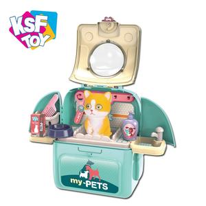 2025 Yeni KSF 2'si 1 Arada Okul Öncesi Eğitici Köpek Yavrusu Evcil Hayvan Bakım Oyuncak Seti Çocuklar İçin Rol Yapma Oyunu Plastik - Product Image 1