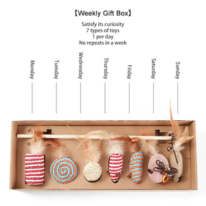 Eco-Friendly Teething Boredom Relief Teaser Sticks Replaceable Mouse Feathers Interactive Entertainment <strong>Seven</strong>-Piece <strong>Cat</strong> Toys Set - Product Image 3