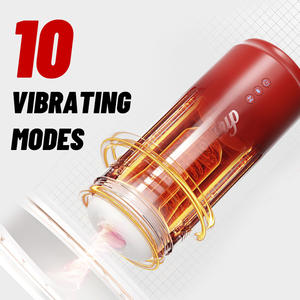 男性用オナニーカップ10スピード可変周波数テレスコピック周囲加熱電気男性用 - Product Image 2