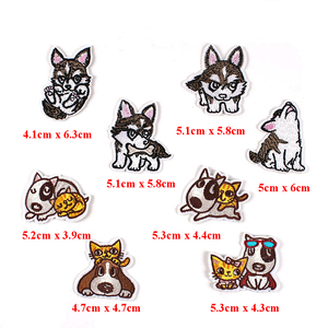 大人気！かわいい漫画風カスタム刺繍ハスキー子犬バルーンドッグフレンチブルドッグボーンパッチ 子供服向けアイロン接着ワッペン - Product Image 3