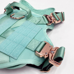 Heavy Duty Tactical Dog Harness Set Dog <strong>Collar</strong> and Leash With Luxury <strong>Gold</strong> <strong>Metal</strong> Buckle and Soft Padded for Dogs - Product Image 2