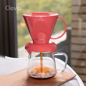 Filtro de Café Reutilizable Compacto de Material de Grado Alimenticio, Color Rojo Coral, Forma Trapezoidal, para Oficina o Despensa - Product Image 5