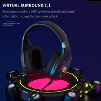 Casque de jeu sans fil avec microphone 2.4G+BT, support de charge + émetteur 2 en 1, prend en charge 7.1