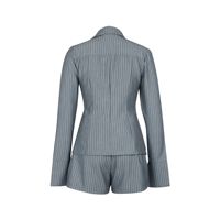 Ensemble 2 pièces décontracté pour femmes Chemise et short à lacets sexy à revers et à rayures Ensemble d'automne à la mode pour femmes