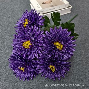 Chrysanthèmes artificiels transfrontaliers à 7 têtes pour le Festival Qingming, offrandes pour les visites aux tombes, grandes bouquets en soie pour les maisons funéraires 7TZJ - Product Image 6