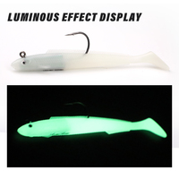 Leurre de pêche artificiel en caoutchouc lumineux bionique coulant avec hameçon, 12,5 cm, 28 g, pour la pêche en eau salée