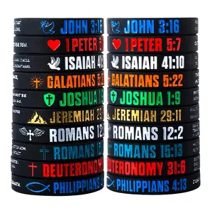 Pulsera de silicona personalizada para regalo, pulseras de Iglesia, versículos bíblicos, pulseras de silicona cristianas religiosas