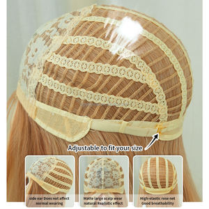 WH24 parrucca da <span class=keywords><strong>donna</strong></span> lunga e dritta parte centrale bionda con Highlight a strati aspetto naturale capelli sintetici realistici - Product Image 6