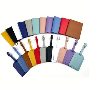 Porte-passeport en cuir PU noir et rose avec étiquette à bagages et porte-passeport, <span class=keywords><strong>personnalisable</strong></span> avec logo, pour voyage, cadeau, protège-passeport - Product Image 3