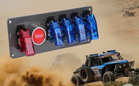 Interrupteur combiné 12V pour l'allumage et le démarrage des voitures de course, 4 boutons à bascule LED bleus et 1 rouge, panneau en plastique ABS + cuivre