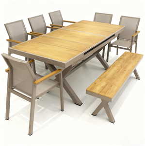 <span class=keywords><strong>Table</strong></span> à manger extensible réglable avec ensemble de chaises de patio, cadre en aluminium, résistant à la rouille, meubles de <span class=keywords><strong>jardin</strong></span> d'extérieur - Product Image 2