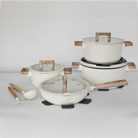 Ensemble de 13 ustensiles de cuisine forgés anti-rayures de qualité supérieure, comprenant une casserole de 20-28 cm et une poêle à frire de 26 cm, design écologique, choix idéal pour améliorer votre cuisine
