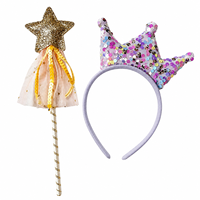 Cadeaux de fête d'anniversaire Pafu pour filles, couronne de princesse à paillettes, bandeau et baguette magique, ensembles d'accessoires de fée pour enfants