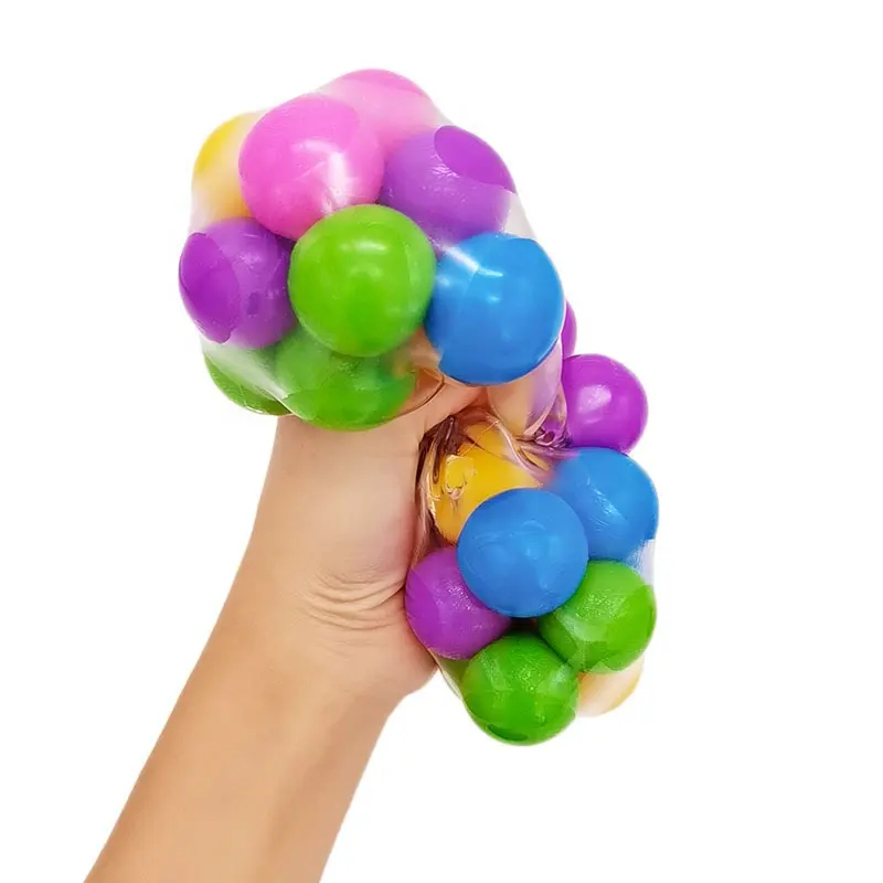 Squishy Mainan Bola Fidget Pelangi Stres dengan DNA Warna-warni Alat Latihan Tangan Pereda Stres untuk Anak-anak Dewasa