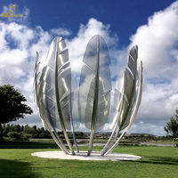 Ville jardin parc extérieur fleur en métal Art abstrait décoration Statues grande Sculpture de pissenlit en acier inoxydable