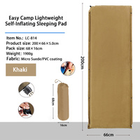 Matelas de camping gonflable portable en micro-suède brun de 1900 g avec revêtement PVC imperméable pour 1 à 2 personnes