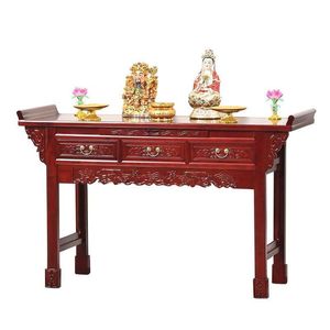 שולחן מזבח בודהיסטי בסגנון סיני מעץ מלא, מקדש בית לאמונה עם אחסון מרווח, עיצוב מסורתי אלגנטי - Product Image 4