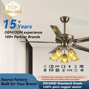 Télécommande nordique grand flux d'air 5 lames moteur à courant continu décoration de bureau à domicile corps en métal LED ventilateur de plafond avec <span class=keywords><strong>lustre</strong></span> lumineux - Product Image 1