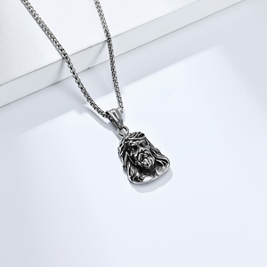 Jesus Face Pendant Necklace Gold Tone <b>Titanium</b> Steel Unisex Everyday Wear Themed Pendants - Product Image 3