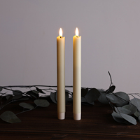 Ensemble de 2 bougies LED à piles Matti's 3D Real Flame Home Decoration, forme conique lisse, couleur ivoire