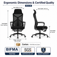 Chaise de bureau ergonomique inclinable à dossier haut en maille avec repose-pieds, inclinaison à 155 degrés, chaise de travail pivotante