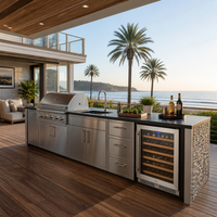 Cuisine extérieure, armoires de cuisine sur mesure pour jardin, îlot de cuisine modulaire avec barbecue, patio, cour arrière, villa, fabricant OEM