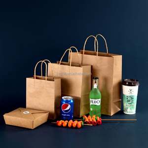 Custom Size Luxury Kraft Paper Shopping <b>Bag</b> Hand Length Handle Recyclable Biodegradable Food Grade Material Promotion - Product Image 4