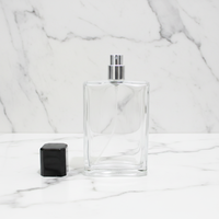 Flacon de parfum en verre unique, transparent, de qualité supérieure, vide, avec pompe pulvérisatrice, rechargeable, sérigraphié, 100 ml