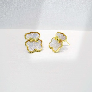 Custom plata 925 sterling silver kids summer gold plated earring fashion teacher gemstone shell <b>cute</b> women <b>bear</b> stud earrings - Product Image 2