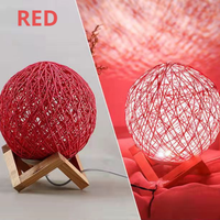 Chambre table chambre décor lampe base en bois rotin boule veilleuse cadeau de noël 3D illumination LED veilleuse