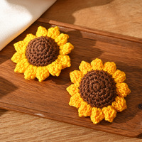 Fleur de tournesol en fil tricotée à la main, fleur artificielle, fleur tricotée pour la saison des diplômes, accessoires DIY