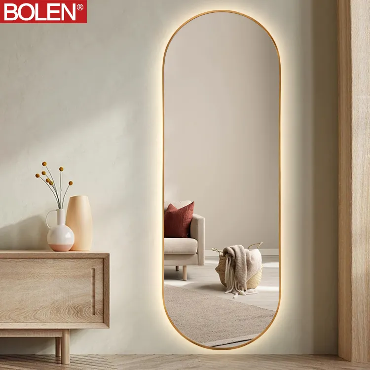 Contemporary decorative wall mirror full length mirror with aluminum framed led mirror