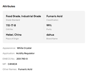 Food Grade Fumaric Acid E297 Powder 99% Purity 25kg/Bag Food Additive - Product Image 6