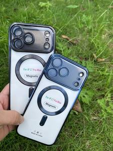 Custodia per paraurti in TPU magnetico placcato trasparente di lusso custodia Wireless per <span class=keywords><strong>iPhone</strong></span> 17 16 15 14 13 12 Pro Max Plus - Product Image 4