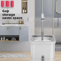 Seau de vadrouille à tige en acier inoxydable pour la maison avec poignée de nettoyage de cuisine rotative lavable à la main