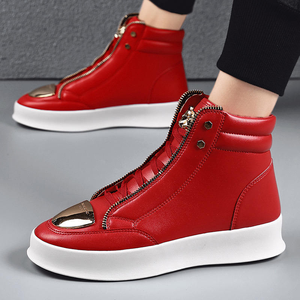 Chaussures pour hommes 2026 Automne Hiver : Bottes imperméables montantes, Chaussures de sécurité, Bottes en cuir décontractées à détails métalliques, Chaussures de course urbaines tendance - Product Image 2