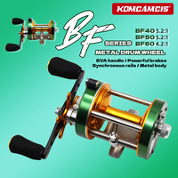 Moulinet de baitcasting à corps métallique renforcé, moulinet de baitcasting rond puissant pour la pêche en mer, en rive et la pêche à la traîne pour le poisson-chat, le bar et le brochet